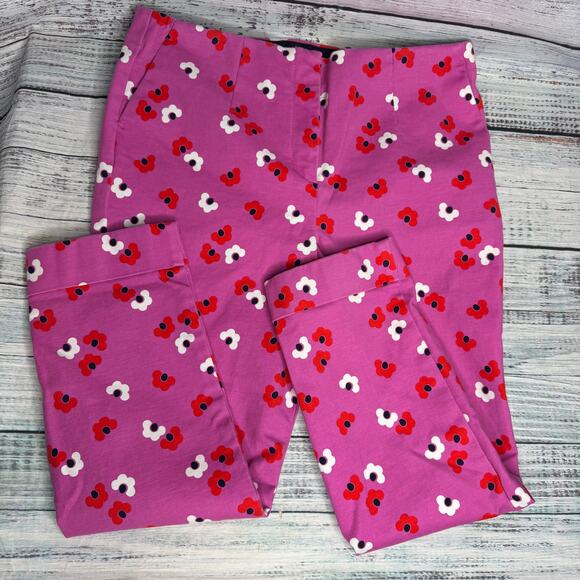 BODEN Kensington Turn-Up Trousers Pink Floral Pants 8P - Picture 2 of 4